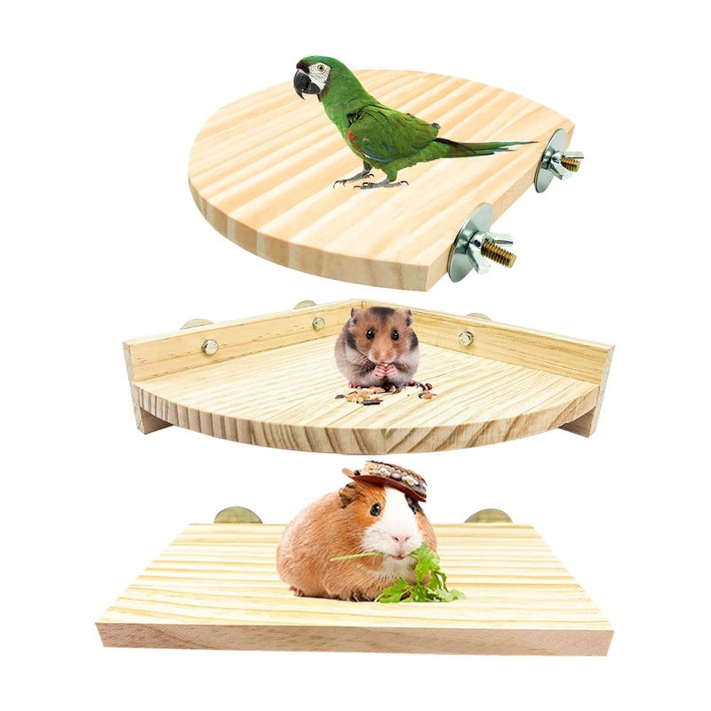 3PCS Hamster Wooden Platform Perch Stand Natural Bird Budgie Toys and ...